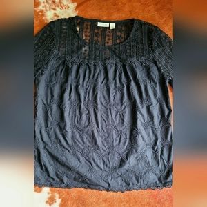 Fringe black long sleeve top